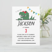 Dinosaur Thème Boy's Birthday Party Invitation (Debout devant)