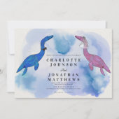 Dinosaur Thème Mariage Aquarelle Mer Invitation (Devant)