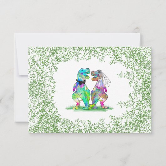 Dinosaur Thème Mariage Code QR Réponse (Dos)