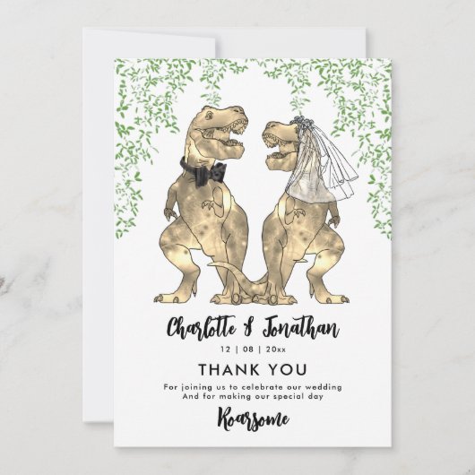 Dinosaur Thème Mariage Merci (Devant)