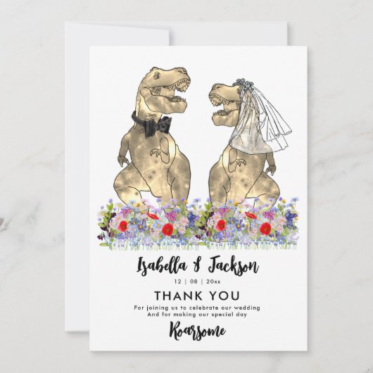 Dinosaur Thème Mariage Merci (Devant)
