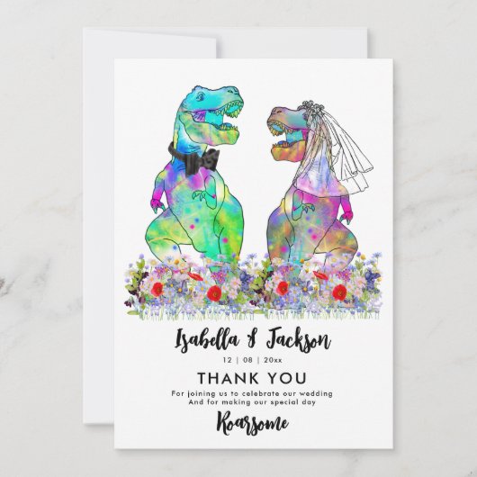 Dinosaur Thème Mariage Merci (Devant)