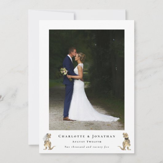 Dinosaur Thème Mariage Photo Merci (Devant)