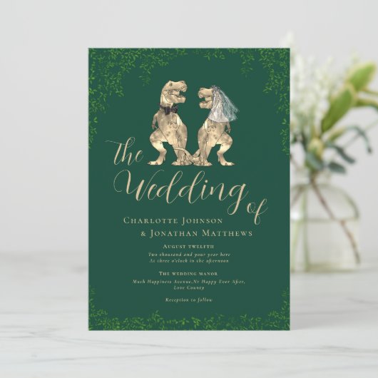 Dinosaur Thème Mariage QR code Invitation (Debout devant)