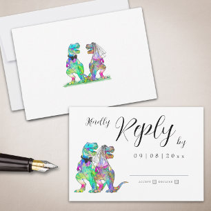 Dinosaur Thème Mariage Réponse Carte RSVP