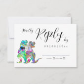Dinosaur Thème Mariage Réponse Carte RSVP (Devant)