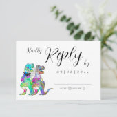 Dinosaur Thème Mariage Réponse Carte RSVP (Debout devant)