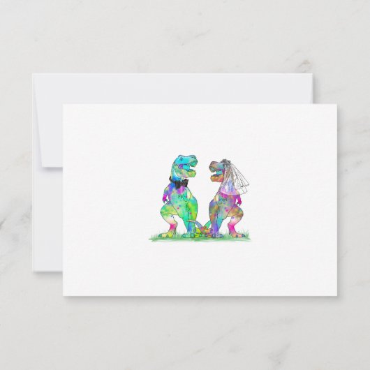 Dinosaur Thème Mariage Réponse Carte RSVP (Dos)