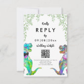 Dinosaur Thème Mariage Réponse QR Code (Devant)