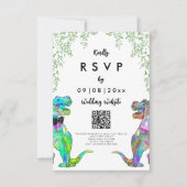 Dinosaur Thème Mariage Réponse QR Code (Devant)