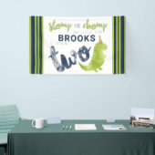 Dinosaur Theme Our Little Dino Blue Green Gold Spandoek (Beurs)