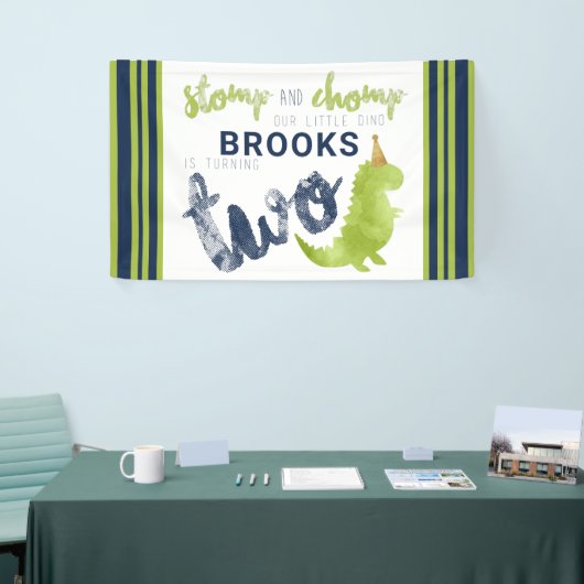 Dinosaur Theme Our Little Dino Blue Green Gold Spandoek (Beurs)