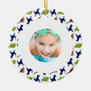 Dinosaur Theme Pattern Custom Photo Keramisch Ornament