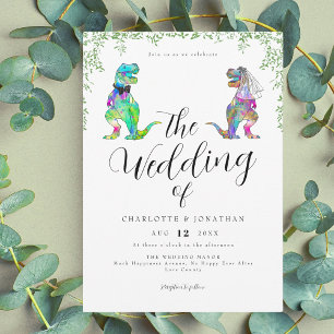 Dinosaur Theme Script Wedding Kaart