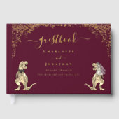 Dinosaur Theme Wedding Burgundy Red & Gold (Recto)
