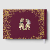 Dinosaur Theme Wedding Burgundy Red & Gold Gastenboek (Achterkant)