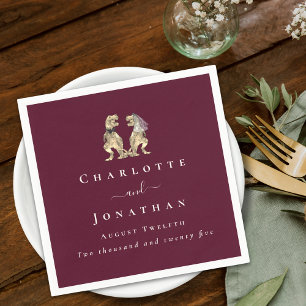 Dinosaur Theme Wedding Custom Bourgogne Cream Servet