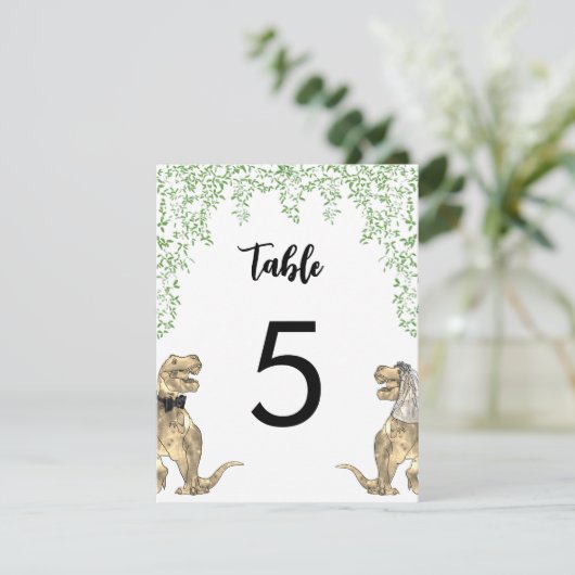 Dinosaur Theme Wedding Custom Table Number (Staand voorkant)