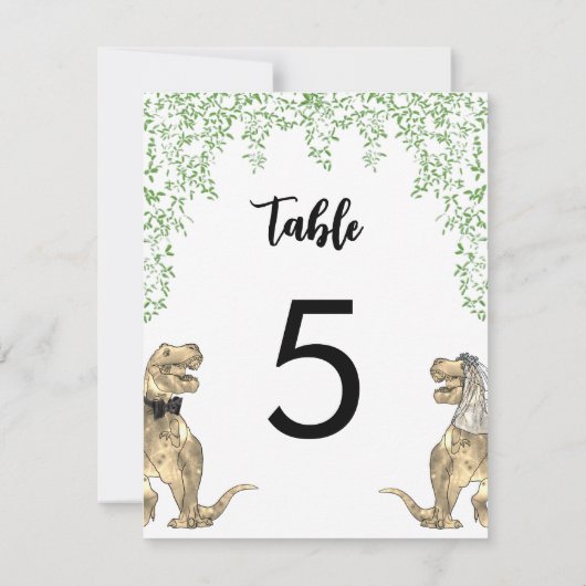 Dinosaur Theme Wedding Custom Table Number (Achterkant)