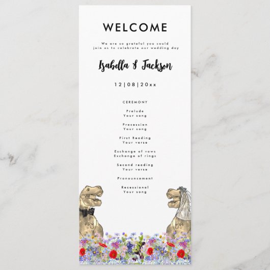 Dinosaur Theme Wedding Day Programma (Voorkant)