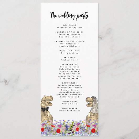 Dinosaur Theme Wedding Day Programma (Achterkant)