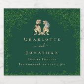 Dinosaur Theme Wedding Donkergroen Bier Etiket (Enkel label)