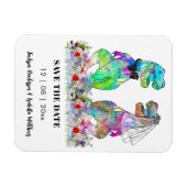 Dinosaur Theme Wedding Funny Save the Date Magneet (Horizontaal)