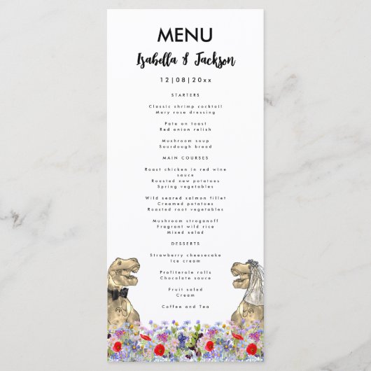 Dinosaur Theme Wedding Menu (Voorkant)