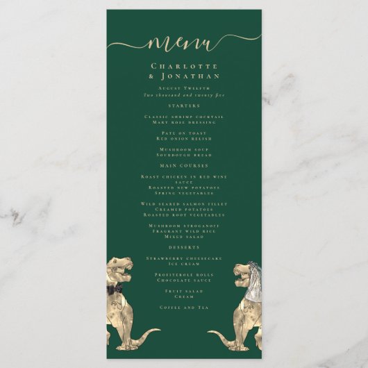 Dinosaur Theme Wedding Menu (Voorkant)