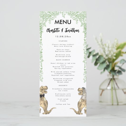 Dinosaur Theme Wedding Menu (Staand voorkant)