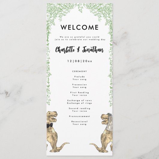 Dinosaur Theme Wedding Programma (Voorkant)