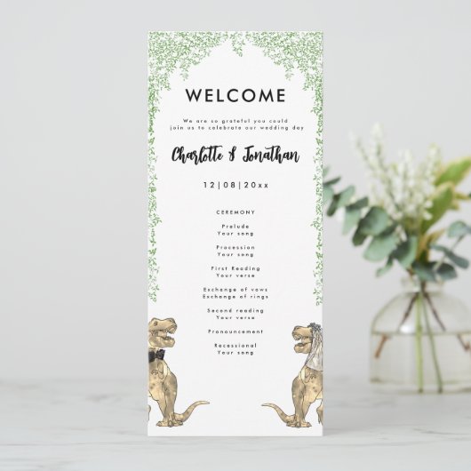 Dinosaur Theme Wedding Programma (Staand voorkant)