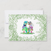 Dinosaur Theme Wedding QR code Beantwoorden RSVP Kaartje (Achterkant)