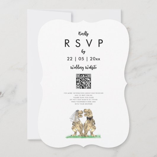 Dinosaur Theme Wedding QR-code Kaart (Achterkant)