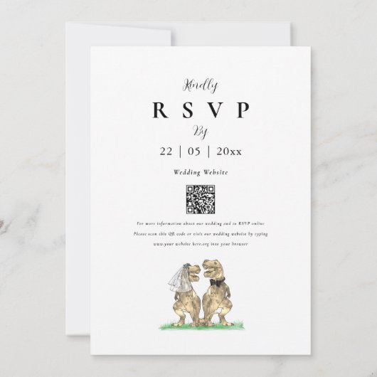Dinosaur Theme Wedding QR-code Kaart (Achterkant)