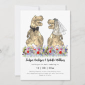 Dinosaur Theme Wedding QR-code Kaart (Voorkant)