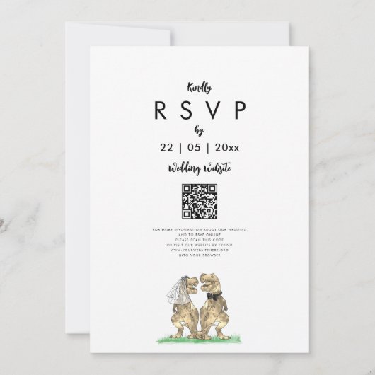 Dinosaur Theme Wedding QR-code Kaart (Achterkant)
