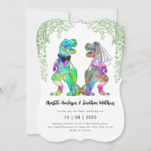 Dinosaur Theme Wedding QR-code Kaart (Voorkant)