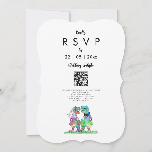 Dinosaur Theme Wedding QR-code Kaart (Achterkant)
