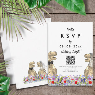 Dinosaur Theme Wedding Reply QR-code RSVP Kaartje