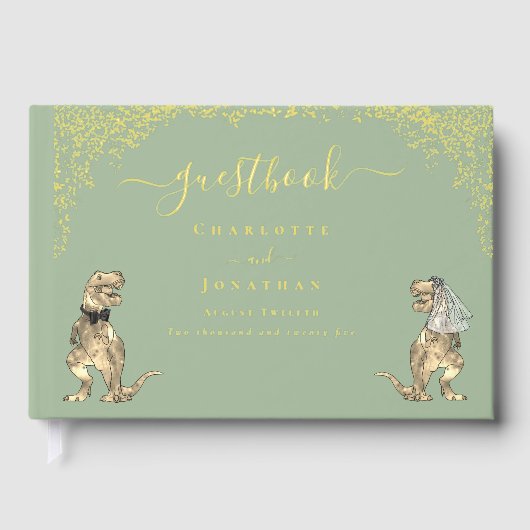 Dinosaur Theme Wedding Sage Green Gold (Recto)