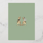 Dinosaur Theme Wedding Sage Green Gold Folie Uitnodiging (Achterkant)