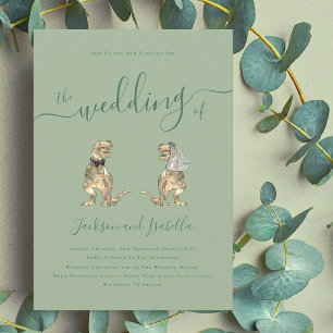 Dinosaur Theme Wedding Sage Green Kaart