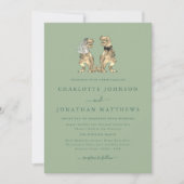 Dinosaur Theme Wedding Sage Green QR Code Kaart (Voorkant)