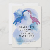 Dinosaur Theme Wedding Waterverf Zee Uitnodiging (Voorkant)