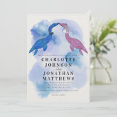 Dinosaur Theme Wedding Waterverf Zee Uitnodiging (Staand voorkant)