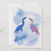 Dinosaur Theme Wedding Waterverf Zee Uitnodiging (Achterkant)