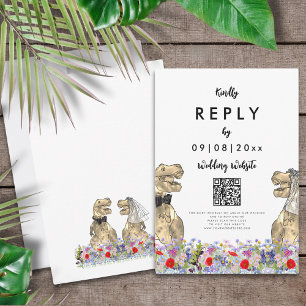 Dinosaur Theme Wedding Website Beantwoorden RSVP Kaartje
