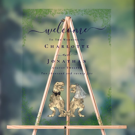 Dinosaur theme Wedding Welcome Navy Blue Script (Neutre)