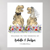 Dinosaur Theme Wildflower Wedding Welkom Poster (Voorkant)